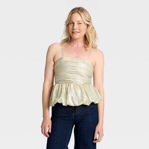 Women's Ruched Peplum Cami Top - A New Day™ Silver
